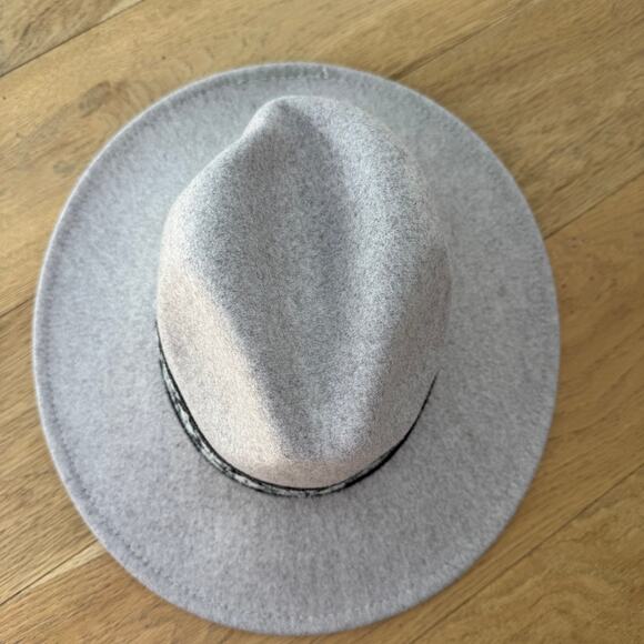 NWT Gray Wide Brim Felt Rancher Fedora Hat with Woven Jacquard Aztec Band main image 7